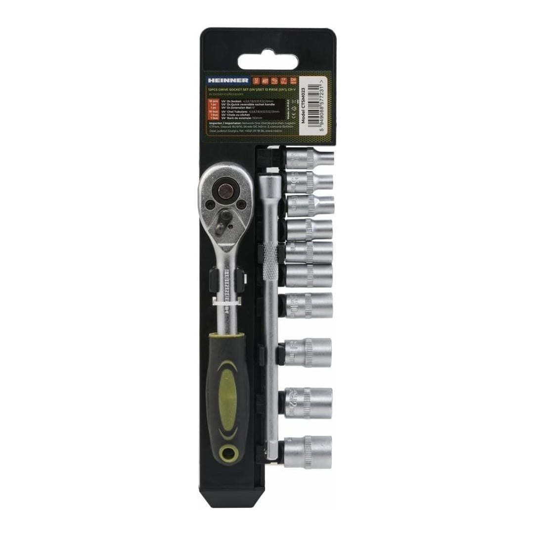 HEINNER Hr Set 12 Piese 1/4"+EXT. Cr-v