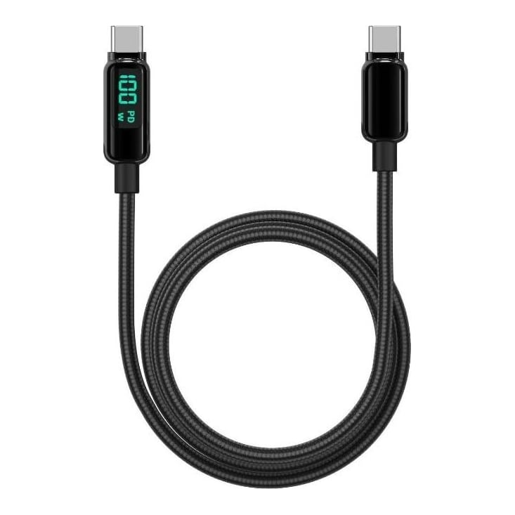 LEMONTTI Cablu Lemontti Screen Digital Display Type-C la Type-C, Fast Charge, 100W, lungime 2m, Negru