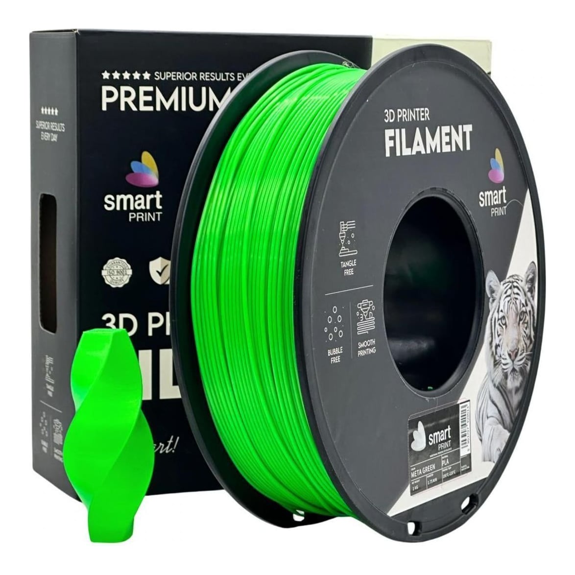 SMART PRINT 3D FILAMENT 1KG PLA META GREEN, Diametru: 1.75mm, Greutate: 1kg, Temperatura duza: 185C – 215C, Temperatura platforma printare: 25C – 60C, Culoare: Meta Green.