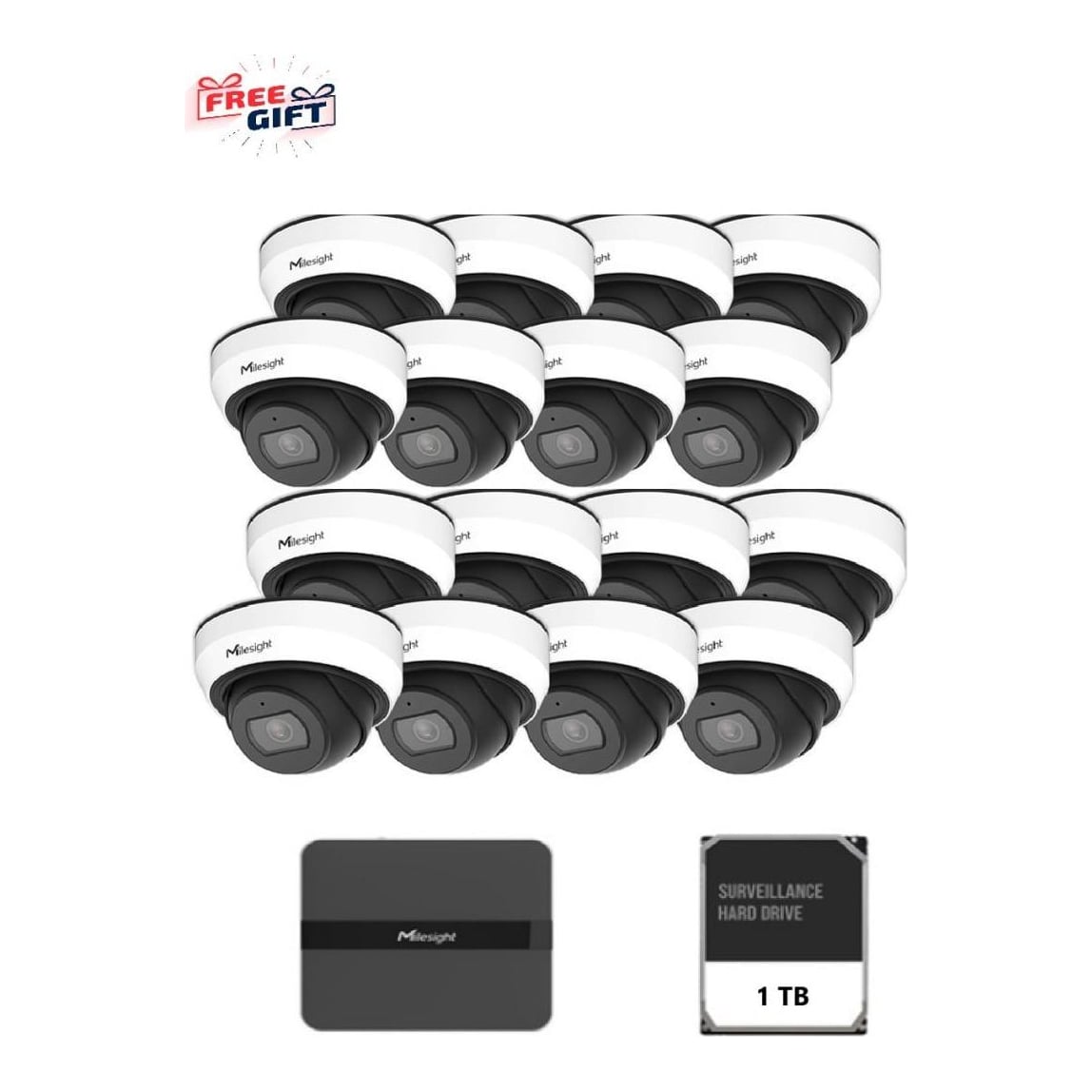 MILESIGHT TECHNOLOGY KIT16 Milesight Dome 2MP Nvr 16 Canale
