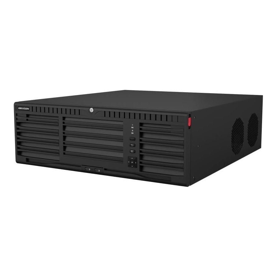 NVR Hikvision 32 canale IP DS-9632NI-M16, 12MP, rezolutie inregistrare: 32 MP/24 MP/12 MP/8 MP/6 MP/5 MP/4 MP/3 MP/1080p/UXGA/720p/VGA/4CIF/DCIF/2CIF/CIF/QCIF; Incoming/Outgoing bandwidth: 320Mbps/400Mbps, decoding:2-ch@32 MP (30 fps) + 2-ch@8 MP (30 fps)/10-ch@8 MP (30 fps)/20-ch@4 MP (30