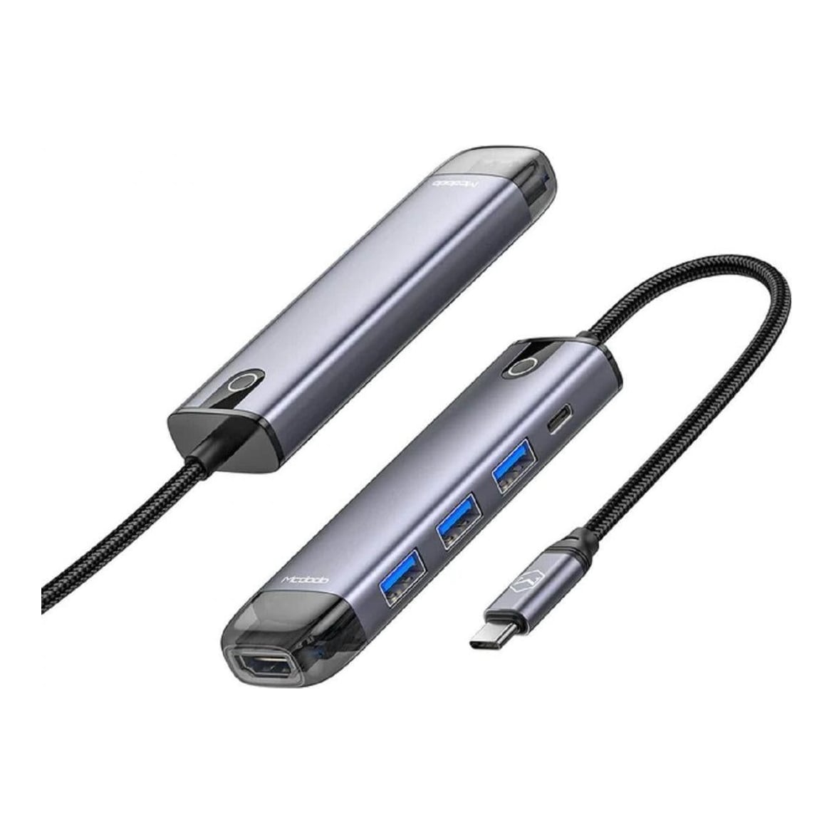 Hub USB MCDODO Multihub 5 in 1 USB-C, 5 porturi, HDMI, Gri