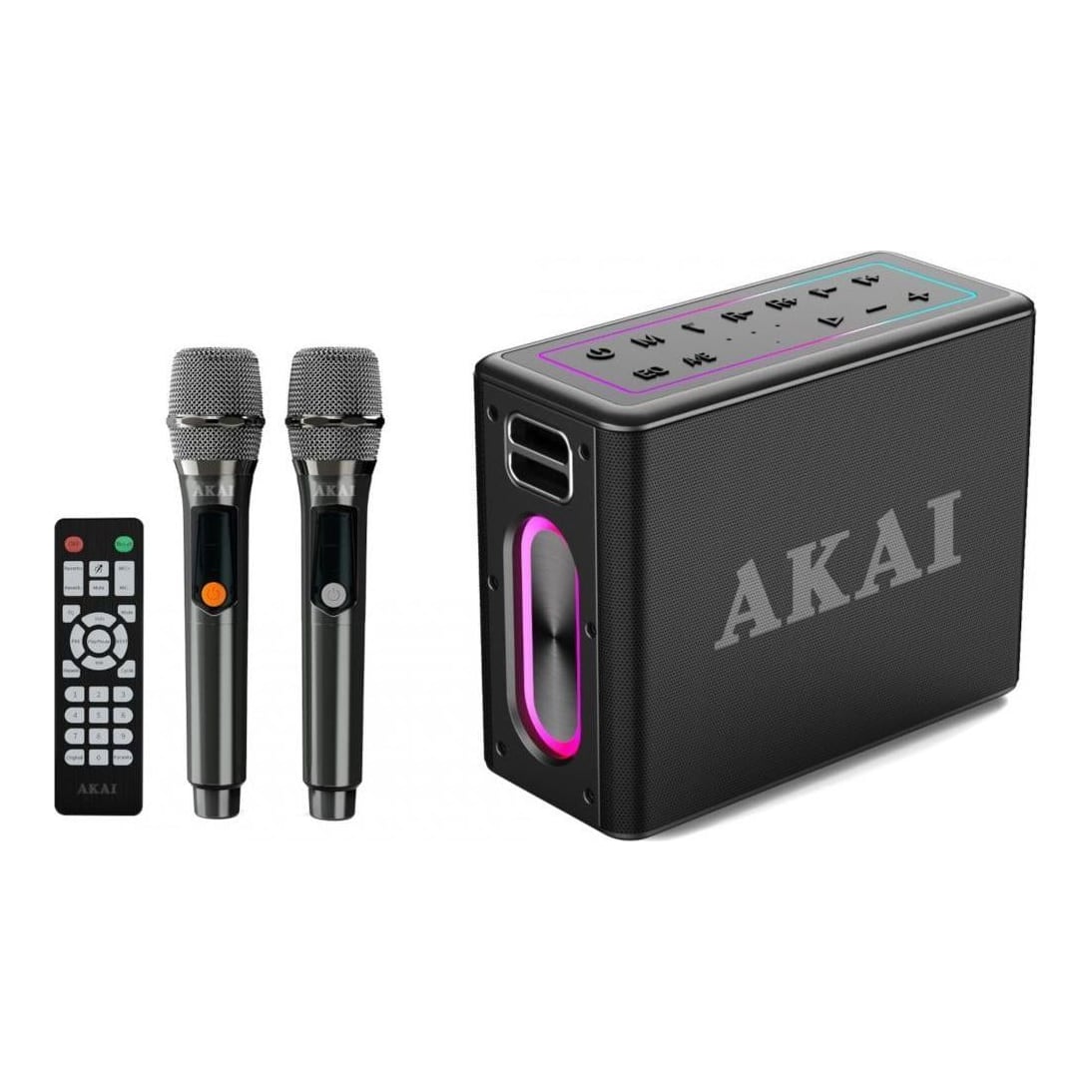 Boxa portabila Akai cu 2 microfoane 80W