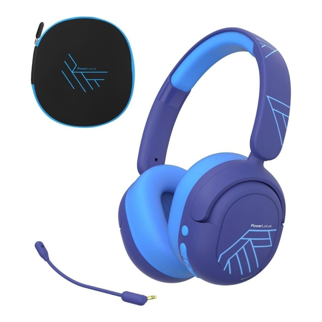 Casti Over-ear PowerLocus Lion, Wireless/Wired, Albastru