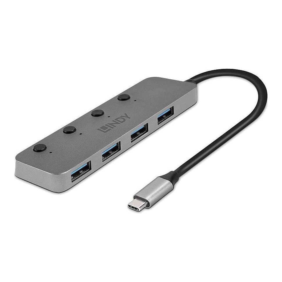 Hub Lindy 4 Port USB 3.2 buton On/Off