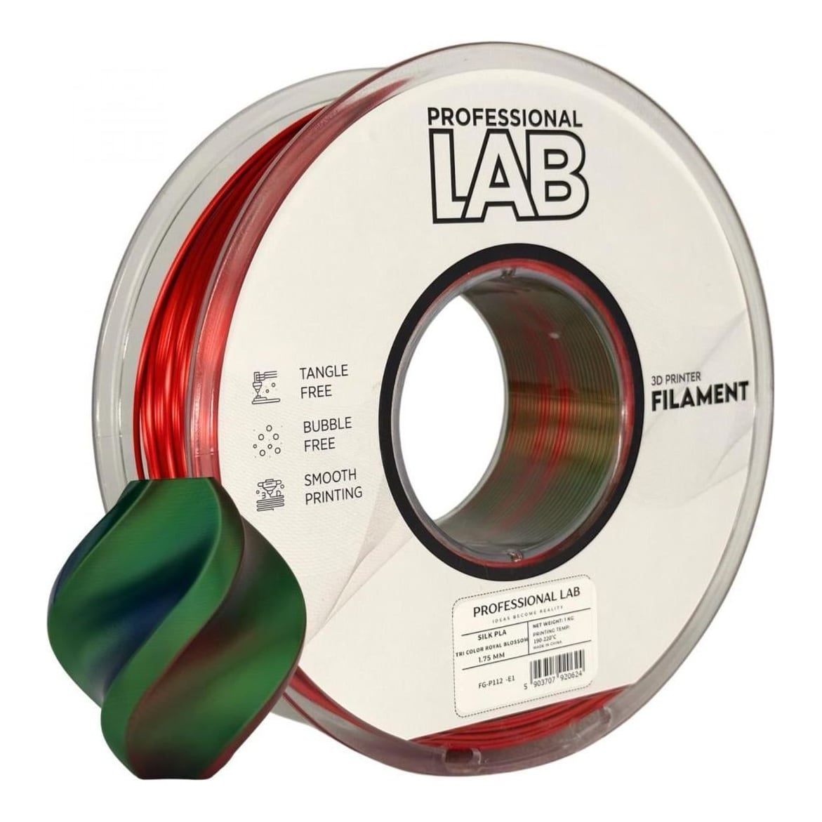 PROFESSIONAL LAB PROF. LAB 3D FILAMENT 1KG PLA Tri-Color SILK ROYAL BLOSSOM, Diametru: 1.75mm, Greutate: 1kg, temperatura duza: 200C – 230C, Temperatura platforma: 40C – 60C.