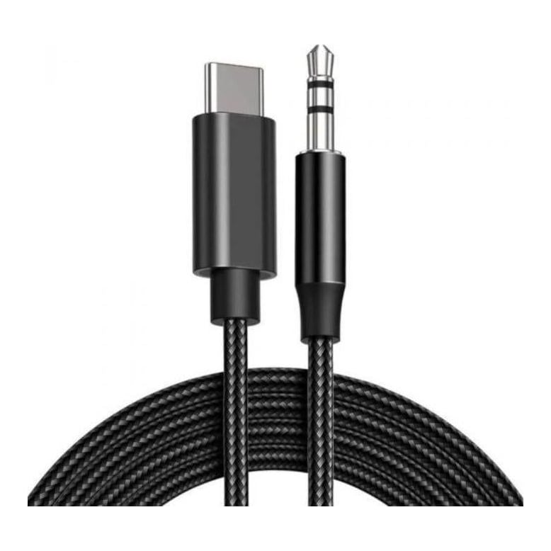 LEMONTTI Cablu Audio Lemontti USB-C-Jack 3.5mm, carcasa de metal, cablu din impletitura textila si Nylon, lungime 1m, negru