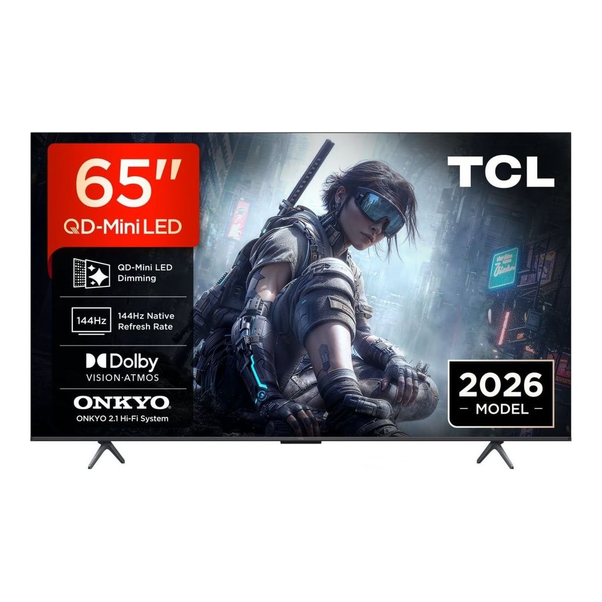 Televizor TCL QD-MiniLED 65T8D, 164 cm, Smart, Google TV, 4K Ultra HD, 144Hz, Onkyo