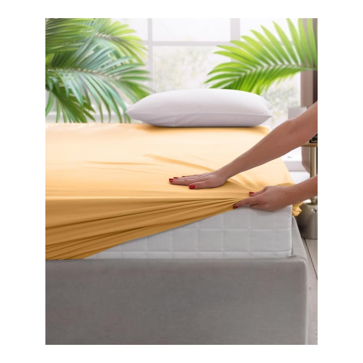 HEINNER Cearceaf Pat Cu Elastic 90X200 Cm Galben Pal