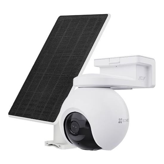 CAMERA PT EZVIZ CU PANOU SOLAR EB8 4G 4K KIT, Senzor CMOS de scanare progresivă de 1/2.8" de 8 MP, Lentila superioară: 4mm@ F1.2 Diagonal angle: 104°, Horizontal angle: 83° Vertical angle:44, IR 35M, Unghiul PT: Pan: 340°, Tilt: 75°, Înclinare: 90° Compresie: H.265 / H.264, Conectivitate