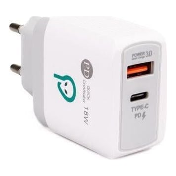 Alim. retea Spacer QC USB-A&C 18W, alb