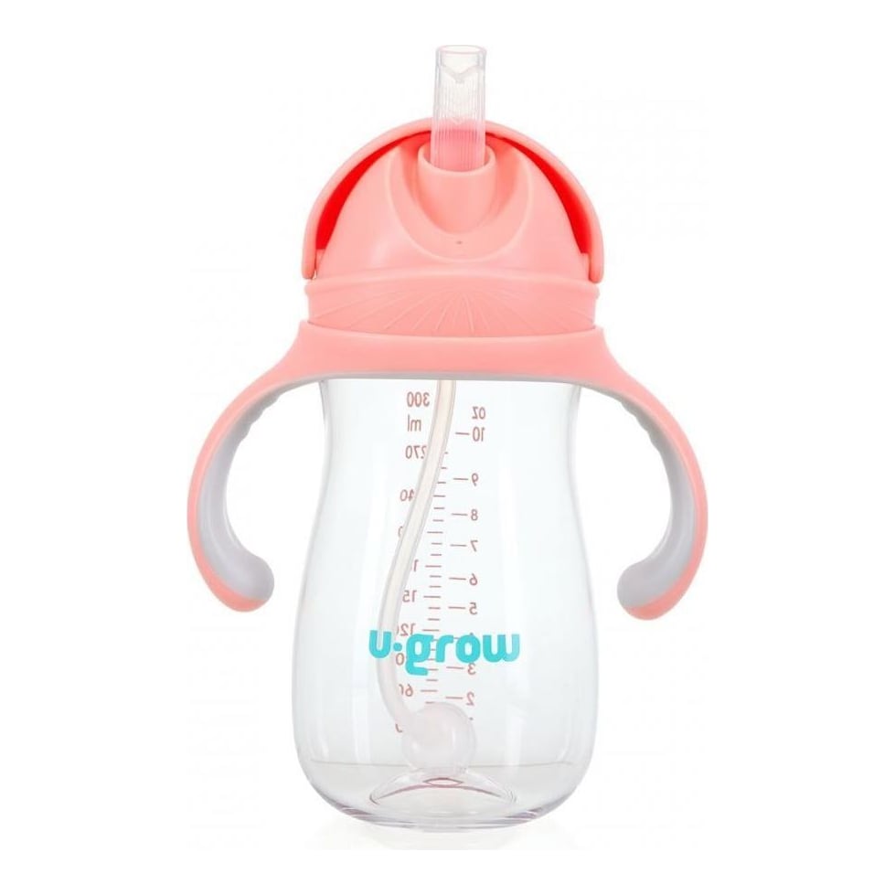 Cana cu pai tritan, roz, 300ml, U-Grow