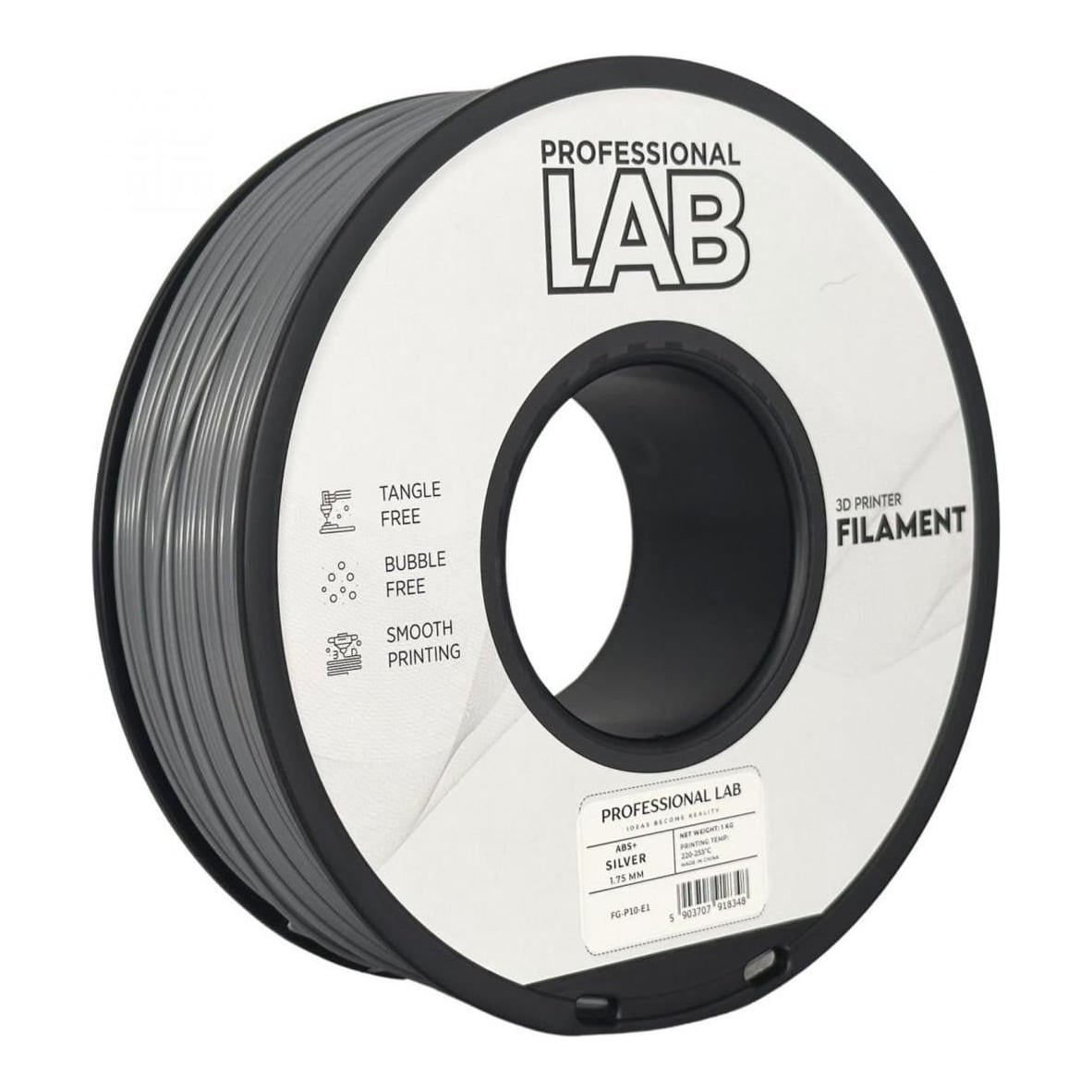 PROFESSIONAL LAB Filament 3D Proffesional Lab, Diamentru 1.75mm, Greutate: 1KG, Culoare: Silver, Material: ABS+, Temperatura: 220-250c.