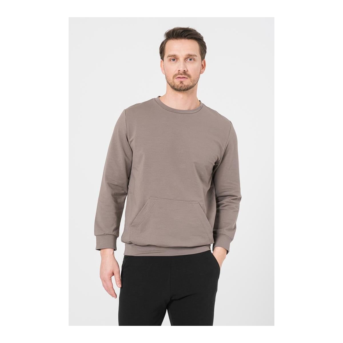 PEGAS Bluza Coton Casual Barbati Taupe-m