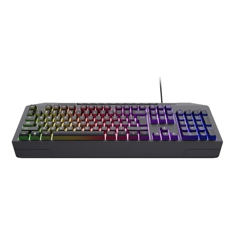Tastatura Trust cu fir GXT836 Evocs, numar butoane 114, interfata USB 2.0, conector USB-A, iluminare RGB rainbow, negru