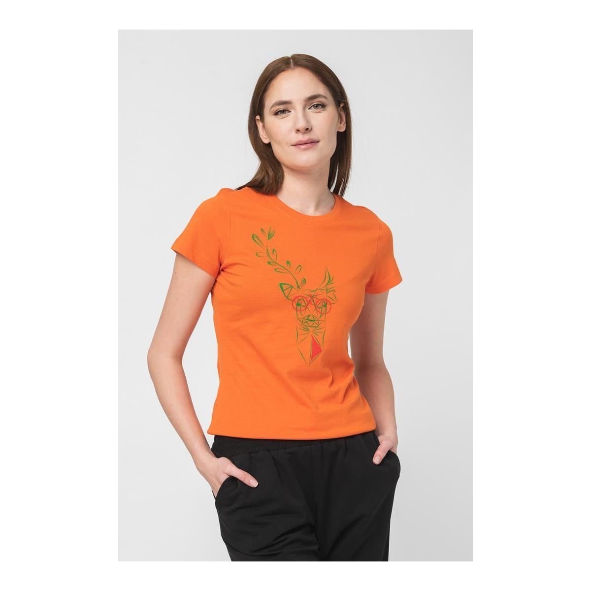 PEGAS Tricou Cerb Familie Femei Orange-xl