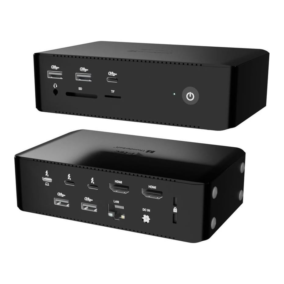i-tec Thunderbolt5 Quattro Display Docking Station, 5x USB, 2.5 GLAN + Power Delivery 140W, Wired, Thunderbolt 5, 140 W, 3.5 mm, 10,100,1000,2500 Mbit/s, Black