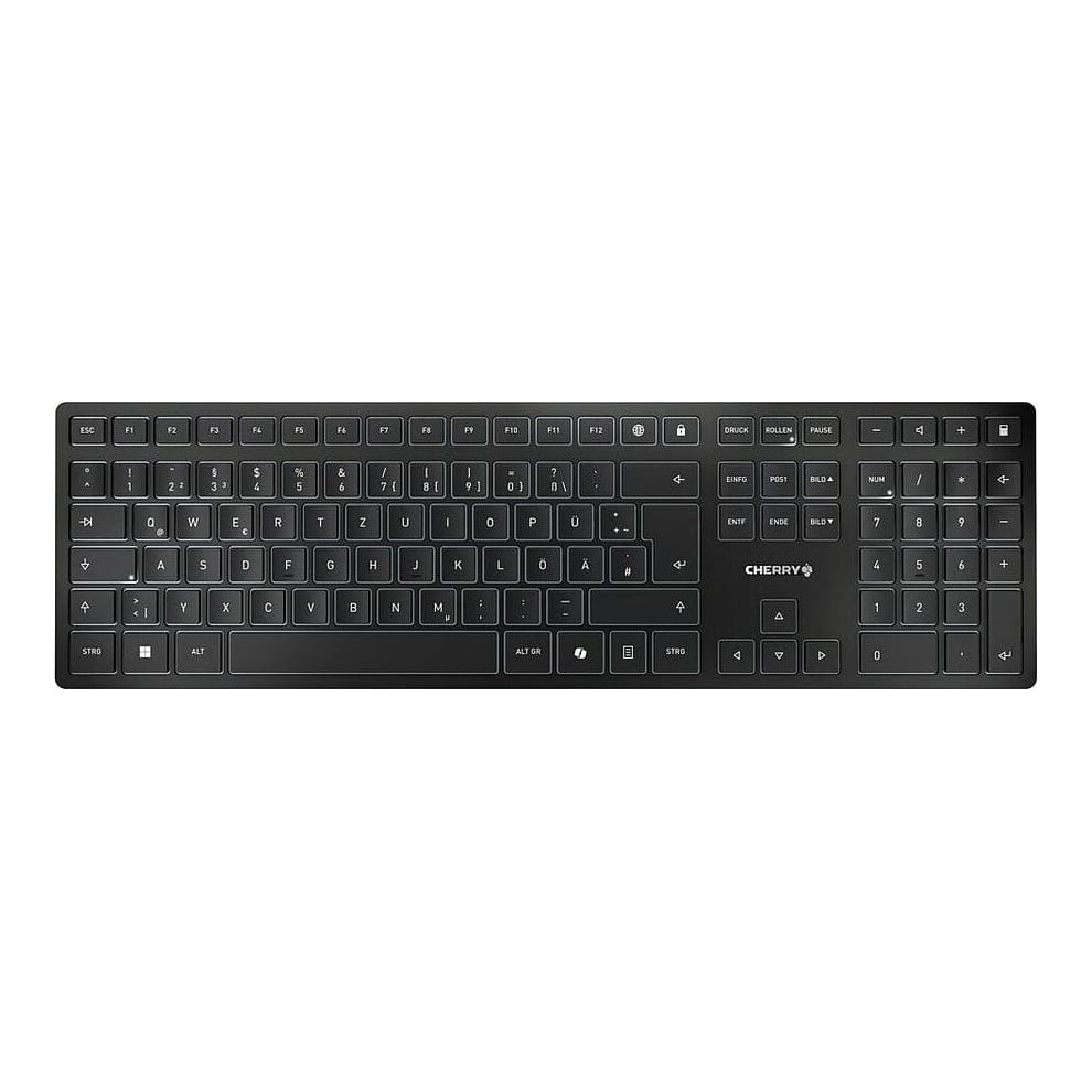 CHERRY KW 9100 SLIM, Full-size (100%), Wireless, RF Wireless + Bluetooth, Scissor key switch, QWERTY, Black, Grey