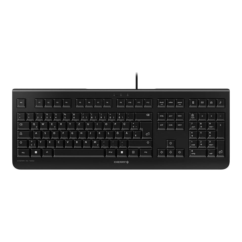 CHERRY KC 1000, Full-size (100%), Wired, USB, QWERTY, Black