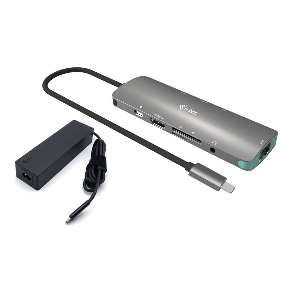 i-tec USB-C Metal Nano Docking Station 4K HDMI LAN with Power Delivery 100W + Universal Charger 100W, Wired, USB 3.2 Gen 1 (3.1 Gen 1) Type-C, 100 W, 100,1000 Mbit/s, Grey, MicroSD (TransFlash), SD