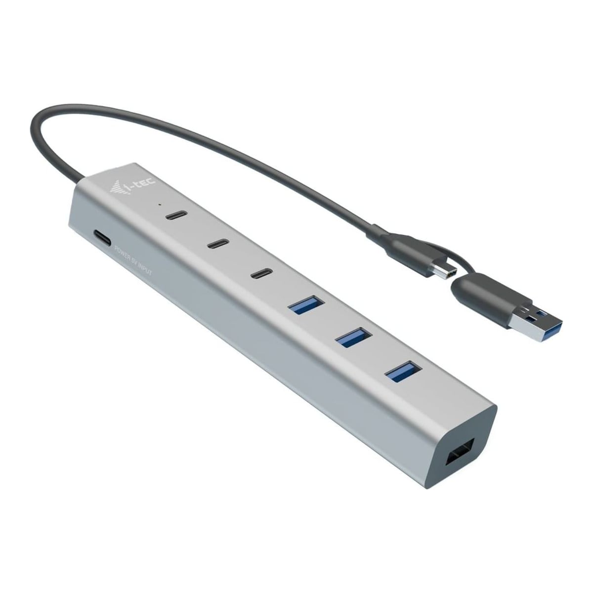 i-tec USB-C/USB-A Charging Metal HUB 7 port (3x USB-C, 4x USB-A), USB 3.2 Gen 1 (3.1 Gen 1) Type-A + Type-C, USB 3.2 Gen 1 (3.1 Gen 1) Type-A, USB 3.2 Gen 1 (3.1 Gen 1) Type-C, 5 Mbit/s, Grey, 0.3 m, 15 W