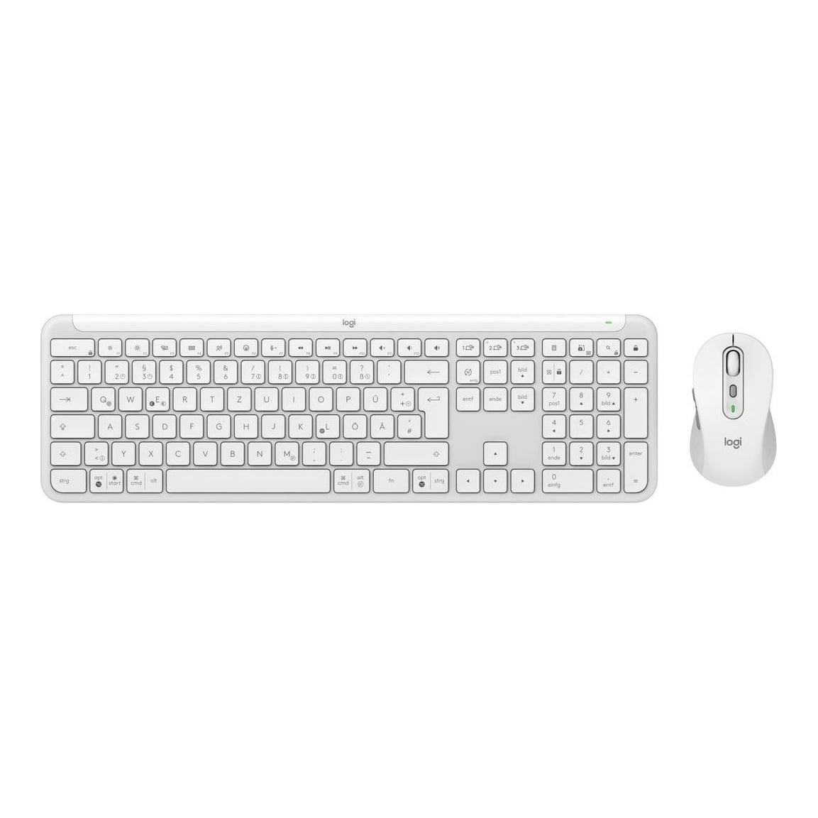 Logitech 920-012484, Wireless, RF Wireless + Bluetooth, Scissor key switch, QWERTZ, White, Mouse included