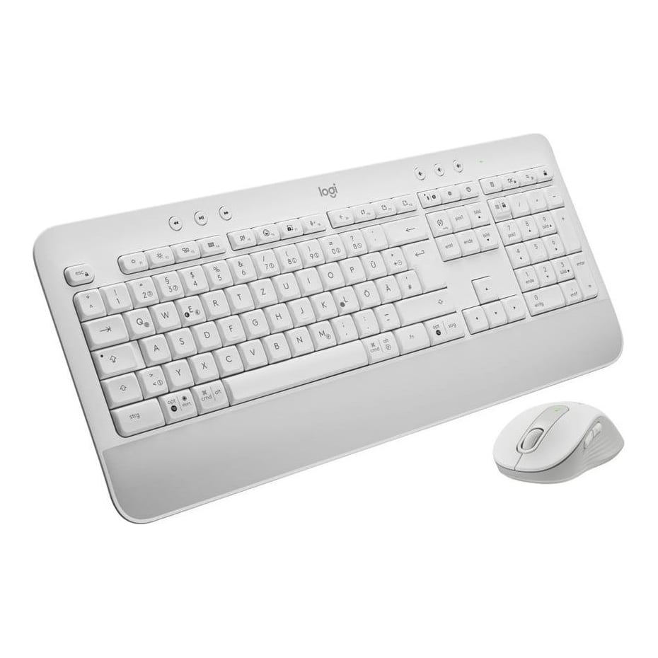 Logitech Signature MK650 Combo for Business, Wireless, Bluetooth, Membrane, QWERTZ, White, Mouse included