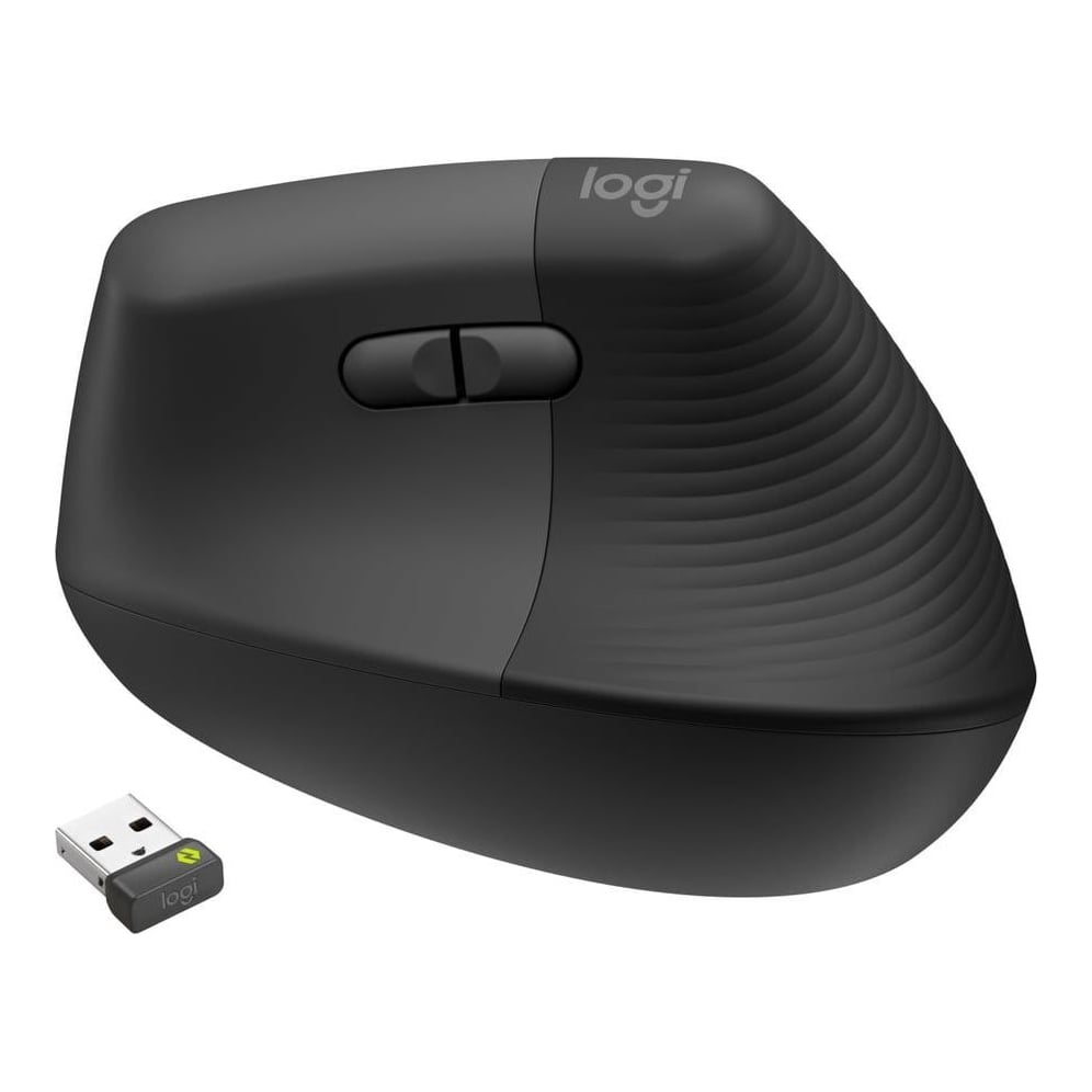 Logitech Lift Vertical Ergonomic Mouse for Business, Right-hand, Vertical design, Optical, RF Wireless + Bluetooth, 4000 DPI, Graphite