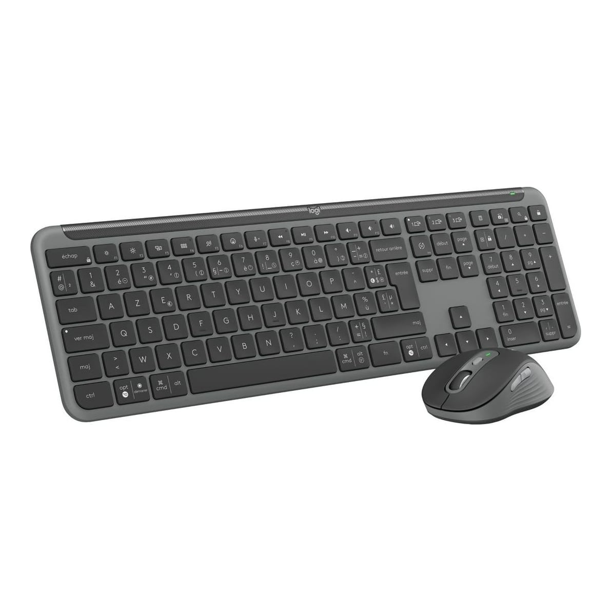 Logitech MK950 Signature Slim Combo for Business, Wireless, RF Wireless + Bluetooth, Scissor key switch, AZERTY, Graphite, Mouse included