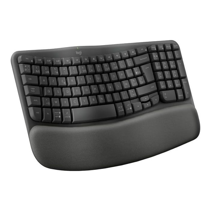 Logitech ERGO Wave Keys, Full-size (100%), Wireless, RF Wireless + Bluetooth, Membrane, AZERTY, Graphite