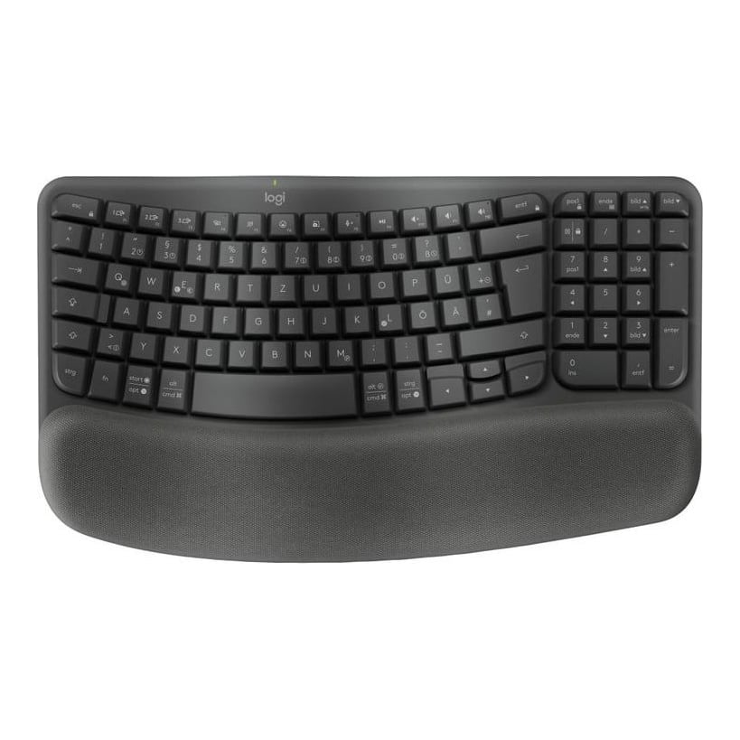 Logitech Wave Keys, Full-size (100%), Wireless, RF Wireless + Bluetooth, Membrane, QWERTZ, Graphite