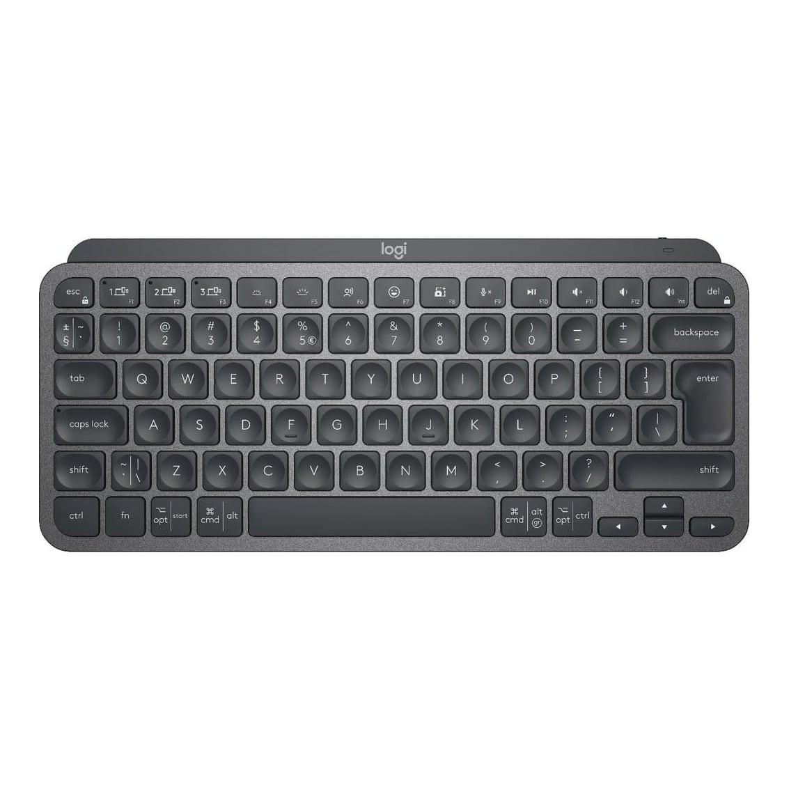Logitech Master MX Keys Mini Minimalist Wireless Illuminated Keyboard, Mini, Wireless, RF Wireless + Bluetooth, QWERTY, LED, Graphite