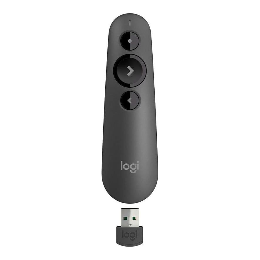 Logitech R500 Laser Presentation Remote, Bluetooth/RF, USB, 20 m, Graphite