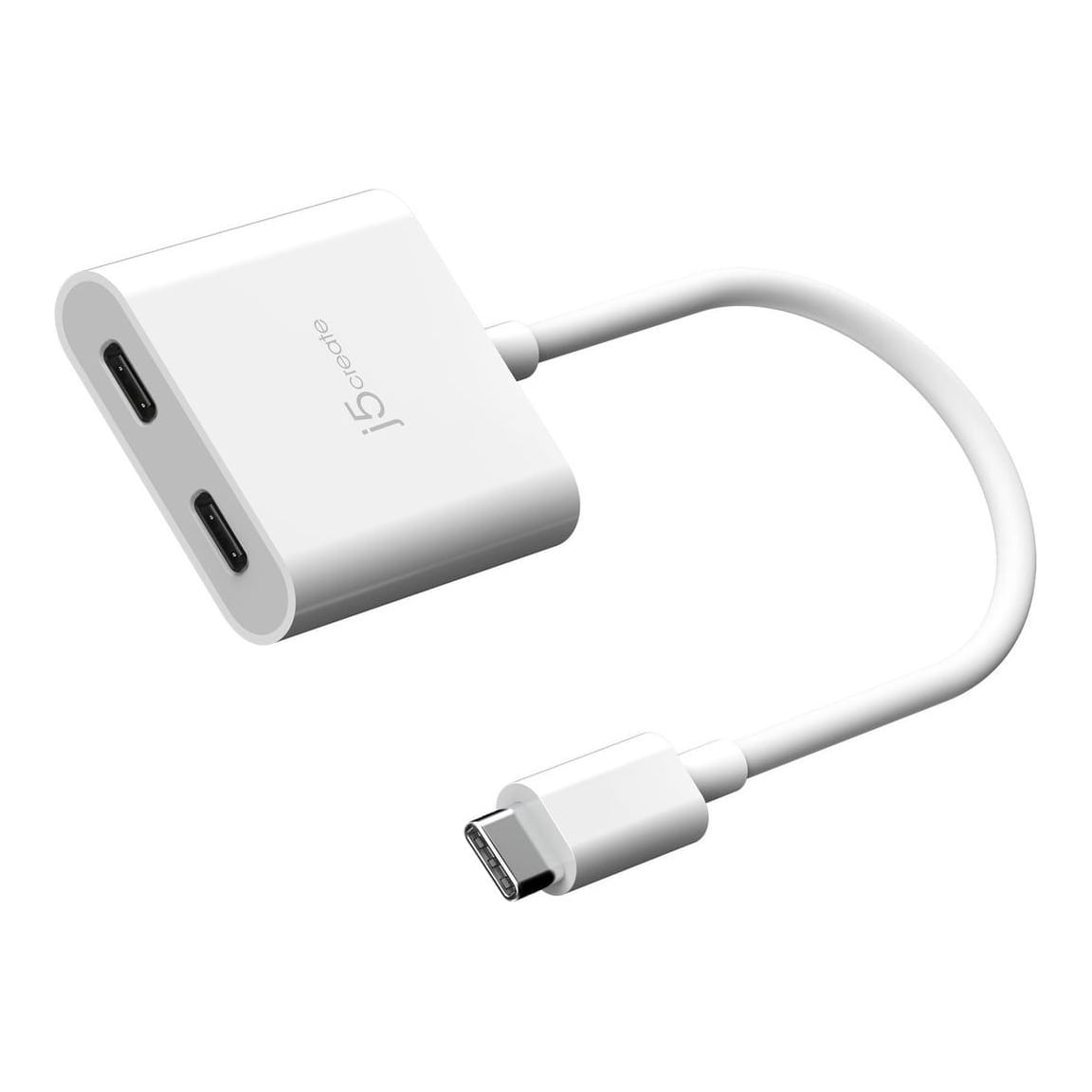 j5create USB-C to Dual USB-C with Video or Power Delivery, 0.1 m, USB Type-C, USB Type-C, Male, Female, Straight
