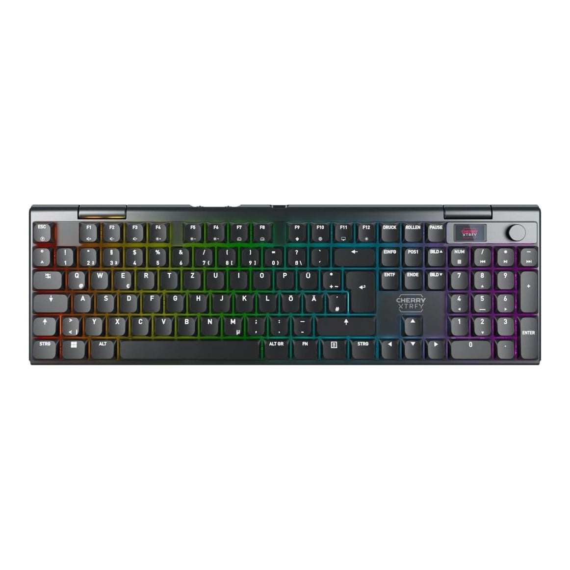 CHERRY XTRFY MX 10.1 Wireless, Wired & Wireless, USB + RF Wireless + Bluetooth, Mechanical, QWERTZ, RGB LED, Black