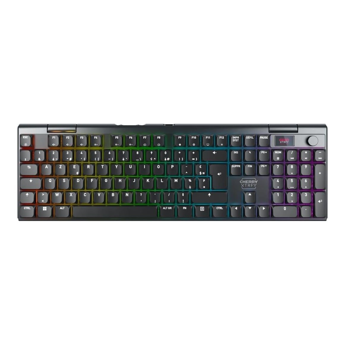 CHERRY XTRFY MX 10.1 Wireless, Wired & Wireless, USB + RF Wireless + Bluetooth, Mechanical, AZERTY, RGB LED, Black