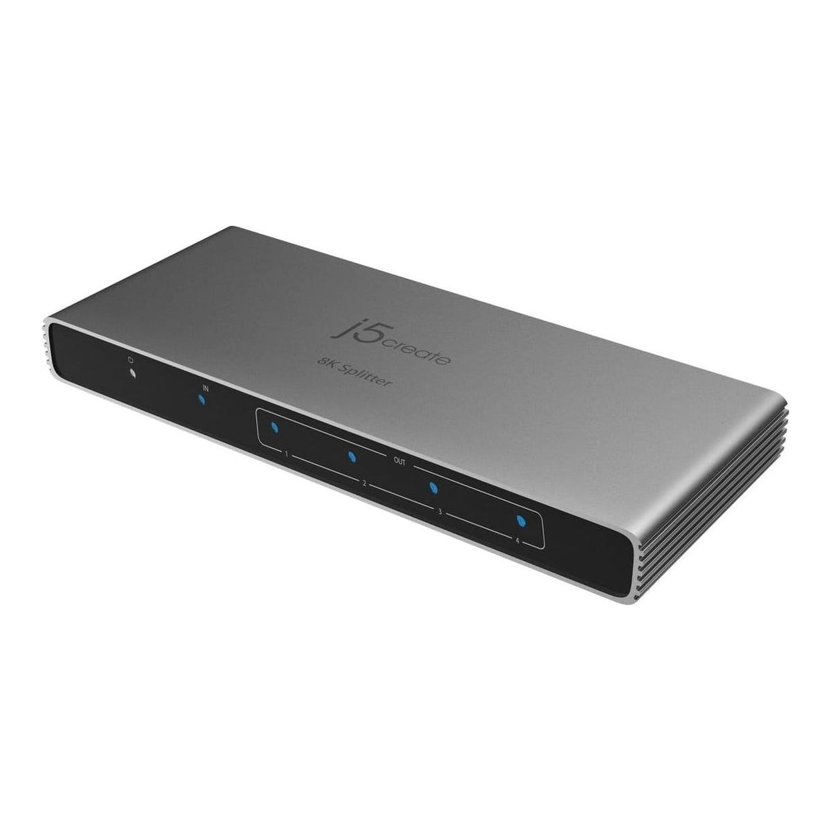 j5create JDSH814 8K HDMI™ 2.1 4-Way Splitter, HDMI, 4x HDMI, 7680 x 4320 pixels, Grey, Aluminium, 8K Ultra HD