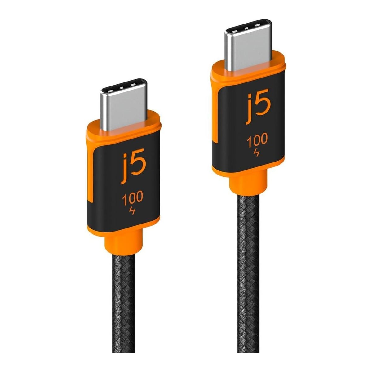 j5create JUCX25L18 USB-C® 100W Sync & Charge Cable (1.8 m / 5.9 ft.), 1.8 m, USB C, USB C, 0.48 Gbit/s, Black, Orange