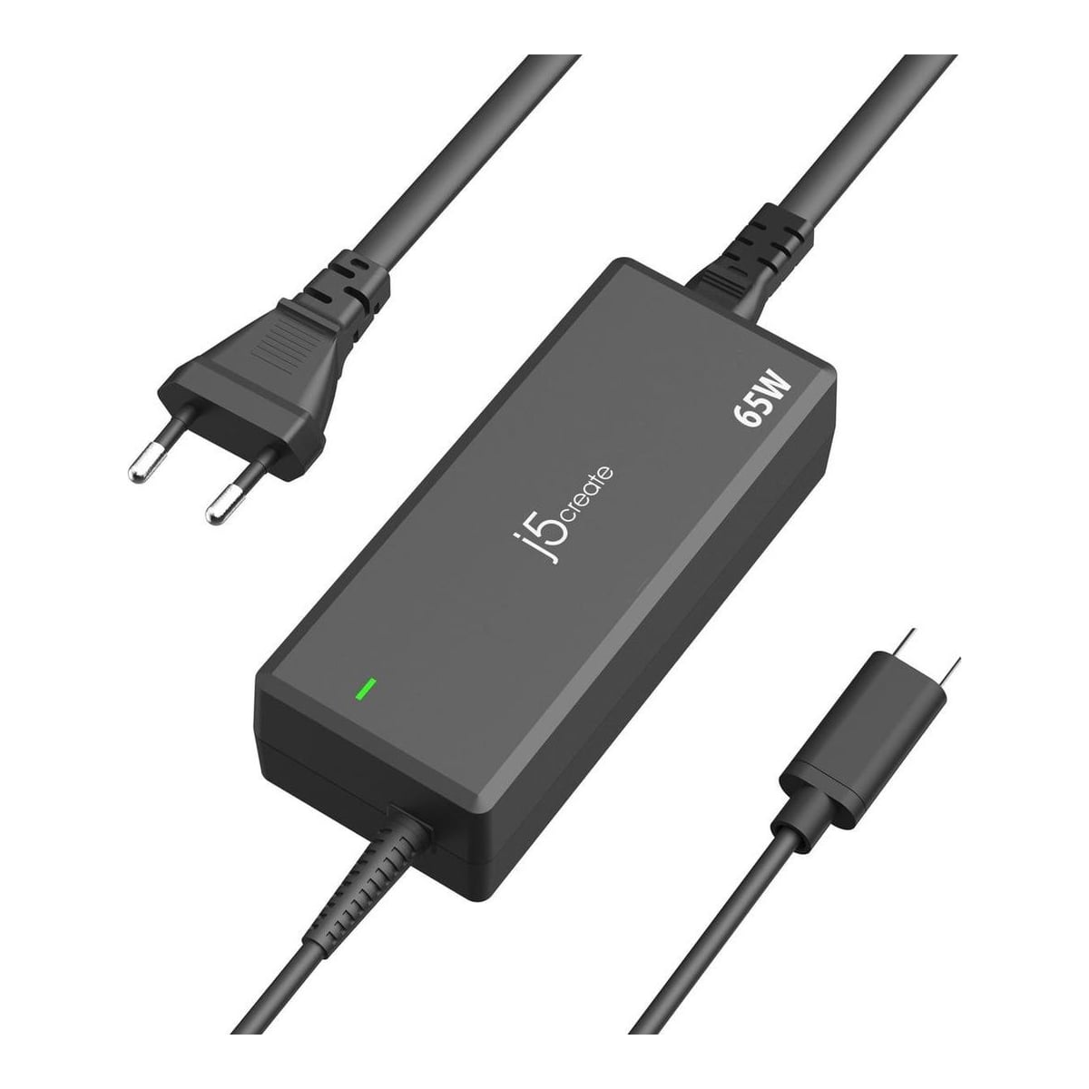 j5create JUP1265 65W PD USB-C® Power Adapter - EU, Universal, Indoor, 65 W, Suitable for mobile phones, tablets, consoles, and notebooks, Black, Plastic