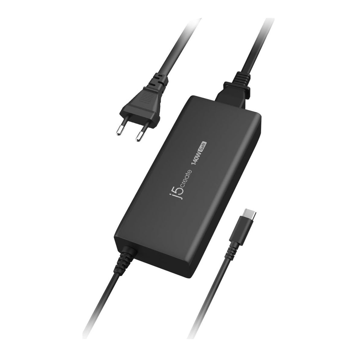 j5create JUP17140 140W GaN PD3.1 USB-C® - EU, Universal, Indoor, 140 W, Suitable for mobile phones, tablets, consoles, and notebooks, Black, Plastic