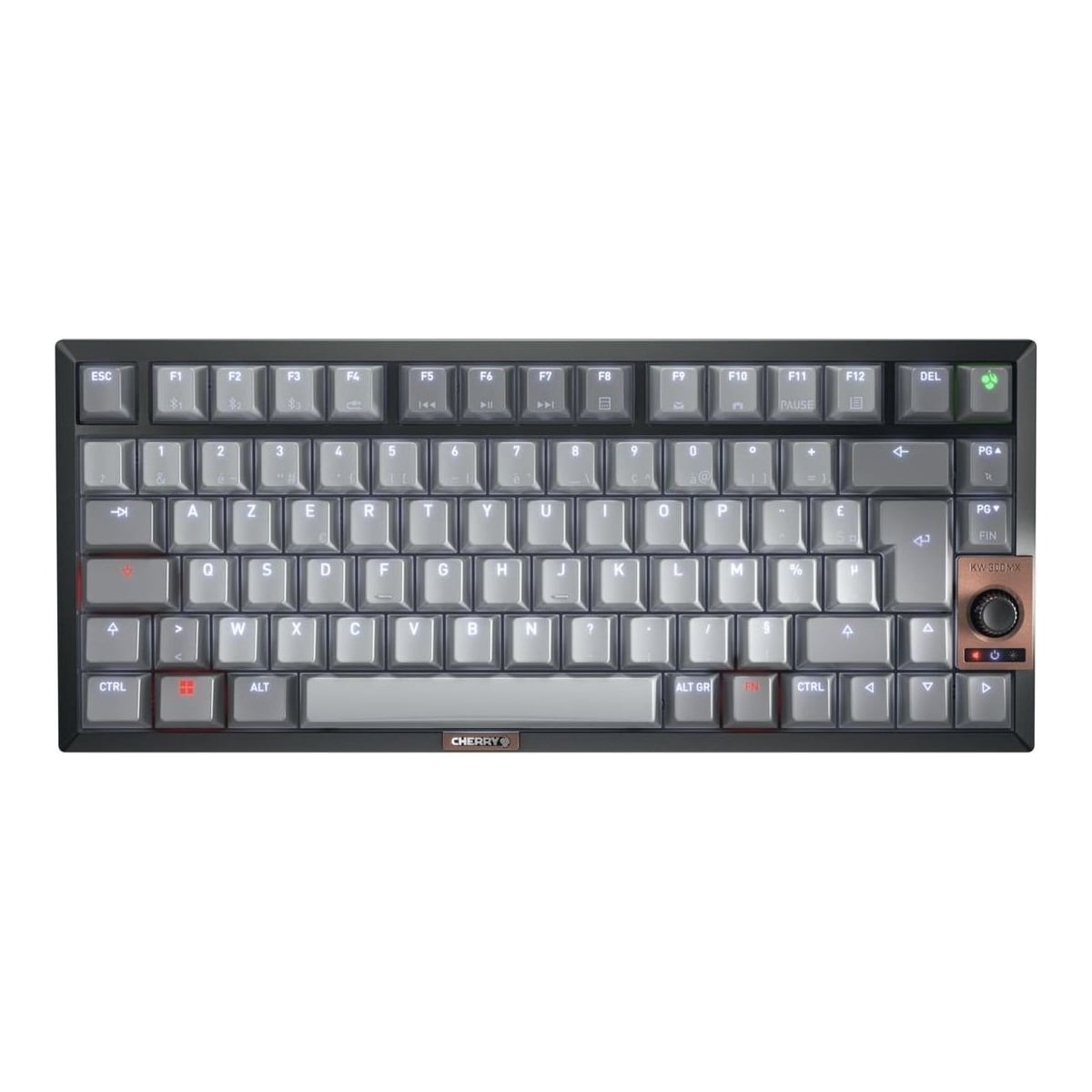 CHERRY KW 300W MX, Wired & Wireless, USB + Bluetooth, Mechanical, AZERTY, LED, Black, Copper, Grey