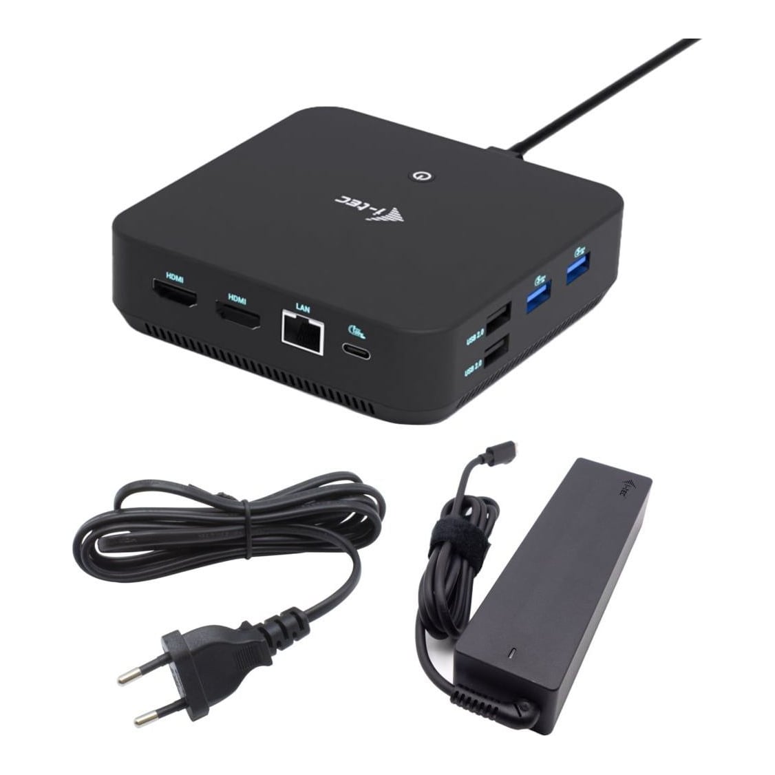 i-tec USB-C DP Dual HDMI Docking Station with Power Delivery 100 W + Universal Charger 100W, Wired, USB 3.2 Gen 2 (3.1 Gen 2) Type-C, 100 W, 10,100,1000 Mbit/s, Black, 10 Gbit/s