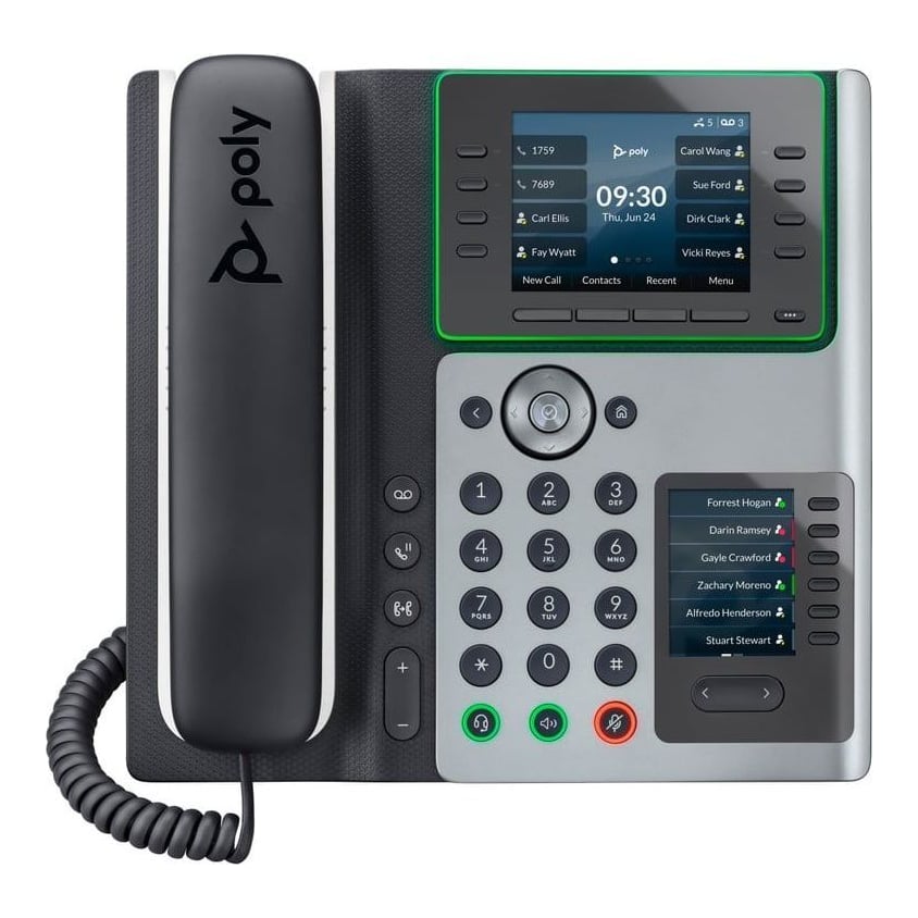 HP Inc. HP Poly Edge E450 IP Phone and PoE-enabled, IP Phone, Black, Wired handset, 8 lines, IPS, 8.89 cm (3.5")