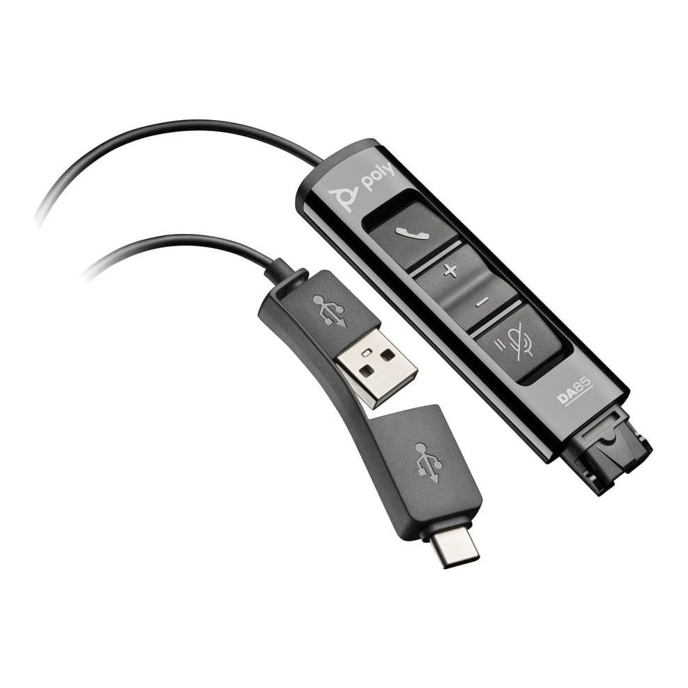 HP Inc. HP Poly DA85 USB to QD Black Adapter TAA, Interface adapter, 3 g, Black