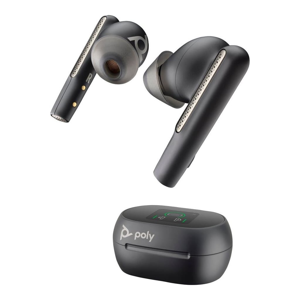 HP Inc. HP Poly Voyager Free 60+ UC Carbon Black Earbuds +BT700 USB-C Adapter +Touchscreen Charge Case, Wireless, Calls/Music, Headset, Black