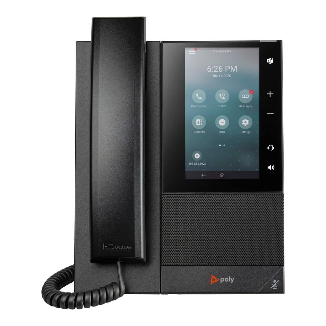 HP Inc. HP Poly CCX 505 Business Media Phone with Open SIP and PoE-enabled, IP Phone, Black, Wired handset, Android 12, 24 lines, LCD