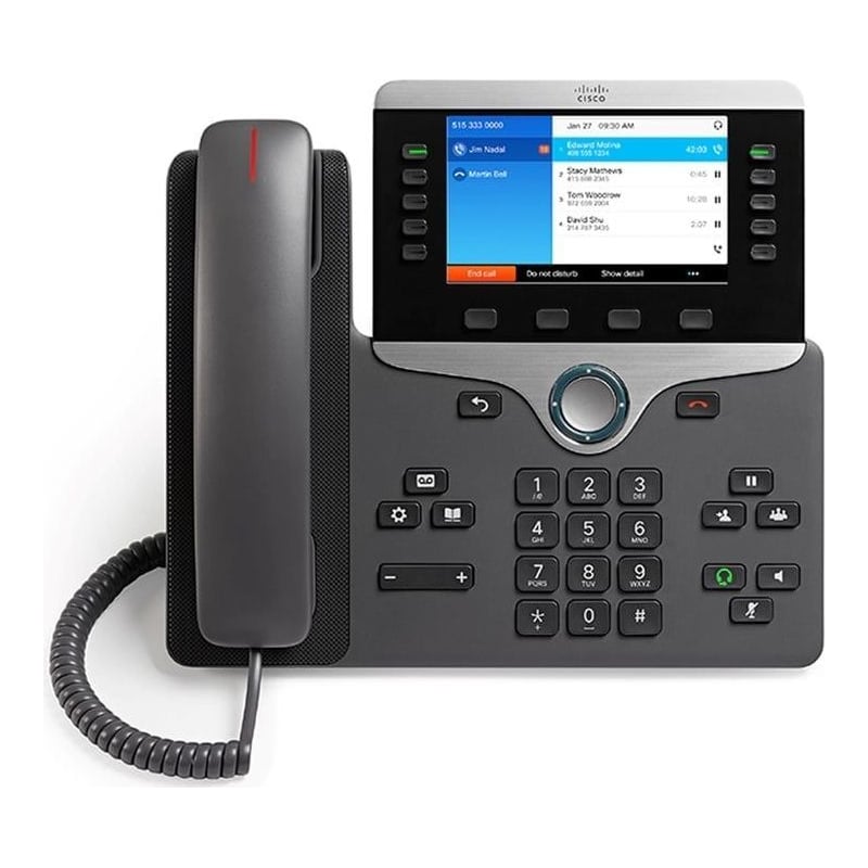 Cisco IP Business Phone 8841, 5-inch Greyscale Display, Gigabit Ethernet Switch, Class 2 PoE, 10 SIP Registrations, 1-Year Limited Hardware Warranty (CP-8841-K9=), IP Phone, Charcoal, Wired handset, Desk/Wall, Digital, 12.7 cm (5")