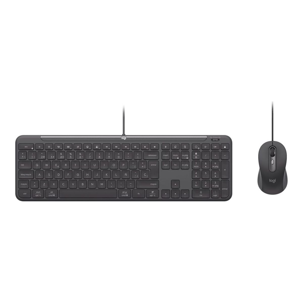 Logitech 920-013342, Full-size (100%), Wired, USB, Scissor key switch, Graphite, Mouse included
