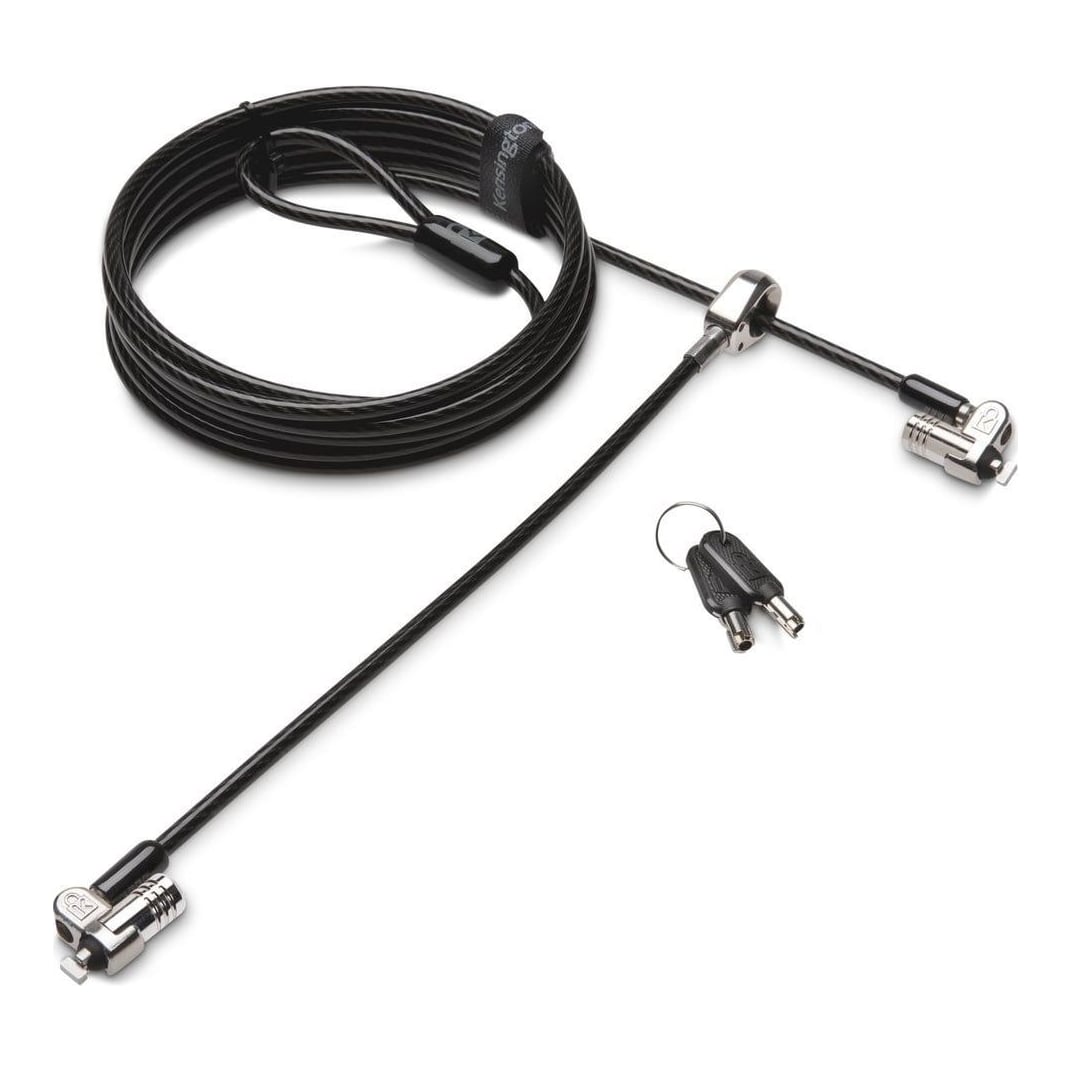 Kensington MicroSaver 2.0 Keyed Twin Laptop Lock, Kensington, Key, Carbon steel, Black