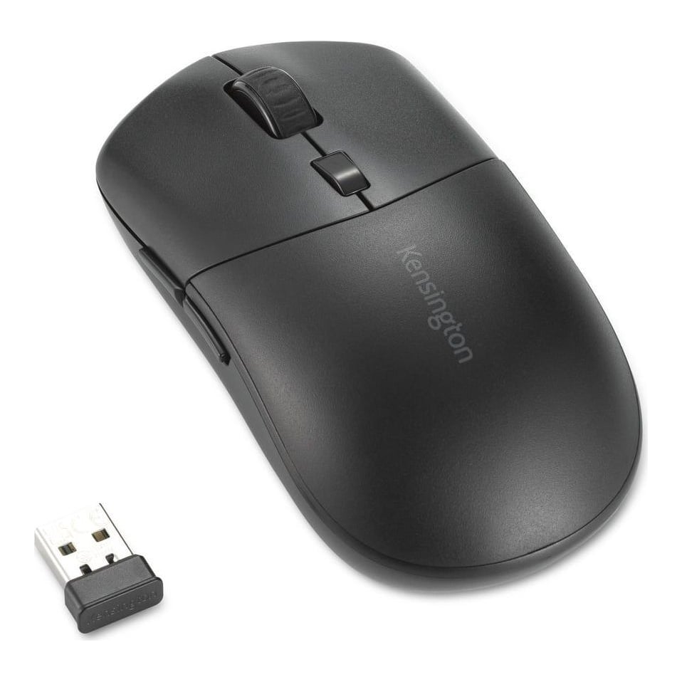Kensington MY430 EQ Rechargeable Mouse, Ambidextrous, Optical, RF Wireless + Bluetooth, 2400 DPI, Black
